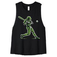 Baseball Shamrocks St Patricks Day Baseball Gift Women's Racerback Cropped Tank