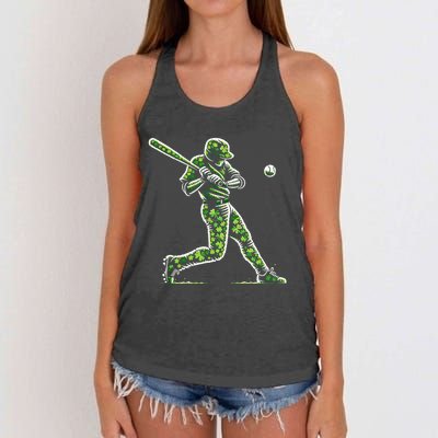 Baseball Shamrocks St Patricks Day Baseball Gift Women's Knotted Racerback Tank