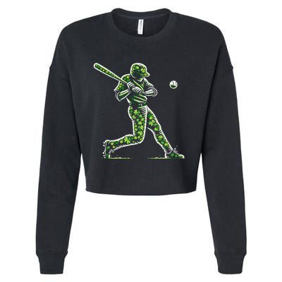 Baseball Shamrocks St Patricks Day Baseball Gift Cropped Pullover Crew