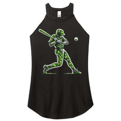 Baseball Shamrocks St Patricks Day Baseball Gift Women's Perfect Tri Rocker Tank