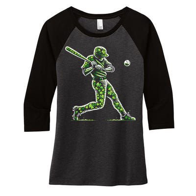 Baseball Shamrocks St Patricks Day Baseball Gift Women's Tri-Blend 3/4-Sleeve Raglan Shirt