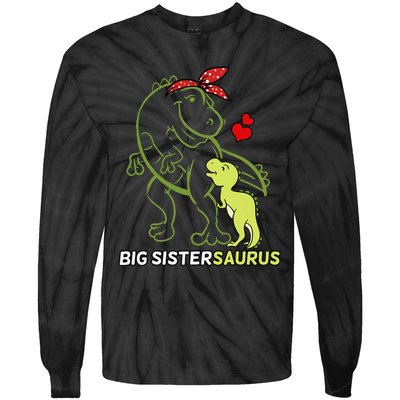 Big Sistersaurus Sister Dinosaur Baby Mother's Day Tie-Dye Long Sleeve Shirt