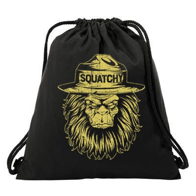 Bigfoot Squatchy Sasquatch Hat Smokey Retro Vintage Bear Drawstring Bag