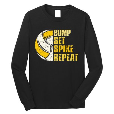 Bump Set Spike Repeat Volleyball Funny Long Sleeve Shirt