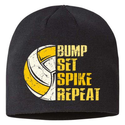 Bump Set Spike Repeat Volleyball Funny Sustainable Beanie