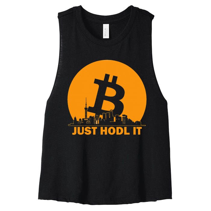 Bitcoin Shanghai Skyline Shanghai Bitcoin Maximalist Women's Racerback Cropped Tank