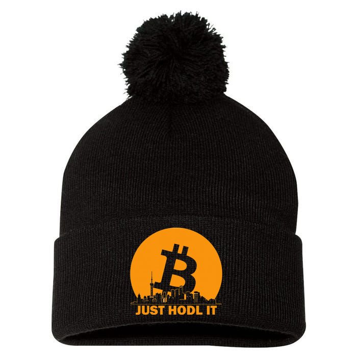 Bitcoin Shanghai Skyline Shanghai Bitcoin Maximalist Pom Pom 12in Knit Beanie