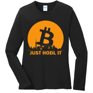 Bitcoin Shanghai Skyline Shanghai Bitcoin Maximalist Ladies Long Sleeve Shirt