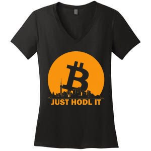 Bitcoin Shanghai Skyline Shanghai Bitcoin Maximalist Women's V-Neck T-Shirt