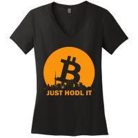 Bitcoin Shanghai Skyline Shanghai Bitcoin Maximalist Women's V-Neck T-Shirt