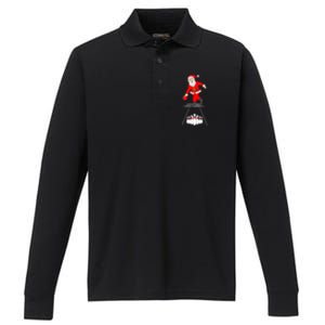 Bowling Sports Santa Claus Playing Bowling Christmas Gift Performance Long Sleeve Polo