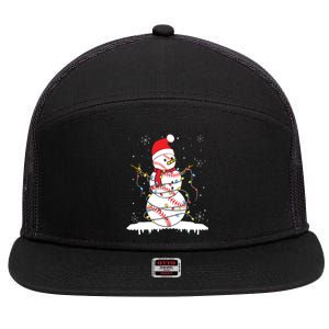 Baseball Snowman Santa Hat Christmas Baseball Player Gift 7 Panel Mesh Trucker Snapback Hat