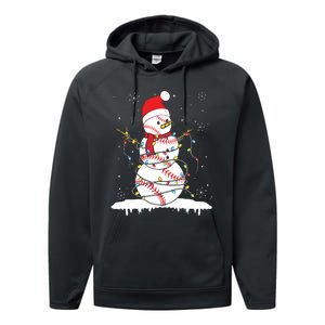 Baseball Snowman Santa Hat Christmas Baseball Player Gift Performance Fleece Hoodie