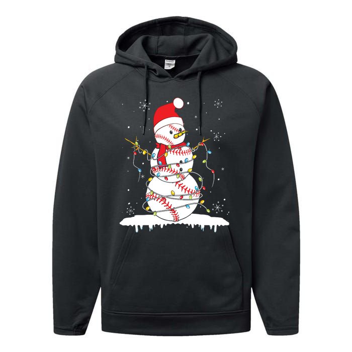 Baseball Snowman Santa Hat Christmas Baseball Player Gift Performance Fleece Hoodie