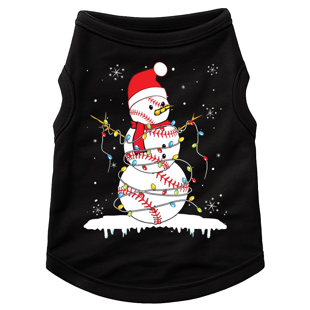 Baseball Snowman Santa Hat Christmas Baseball Player Gift Doggie Tank