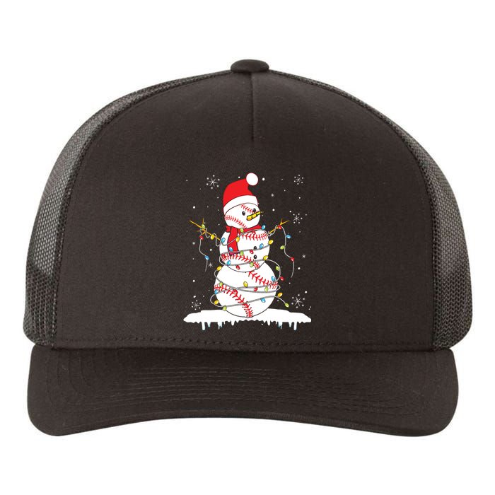 Baseball Snowman Santa Hat Christmas Baseball Player Gift Yupoong Adult 5-Panel Trucker Hat