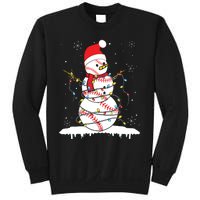 Baseball Snowman Santa Hat Christmas Baseball Player Gift Sweatshirt