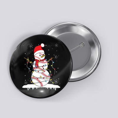 Baseball Snowman Santa Hat Christmas Baseball Player Gift Button