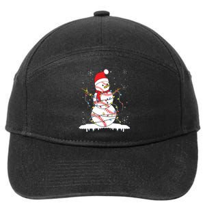 Baseball Snowman Santa Hat Christmas Baseball Player Gift 7-Panel Snapback Hat