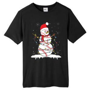 Baseball Snowman Santa Hat Christmas Baseball Player Gift Tall Fusion ChromaSoft Performance T-Shirt