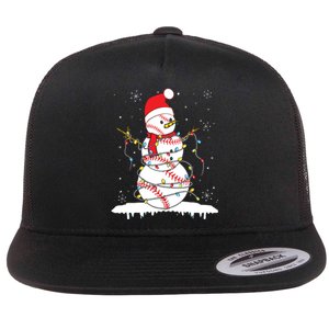 Baseball Snowman Santa Hat Christmas Baseball Player Gift Flat Bill Trucker Hat