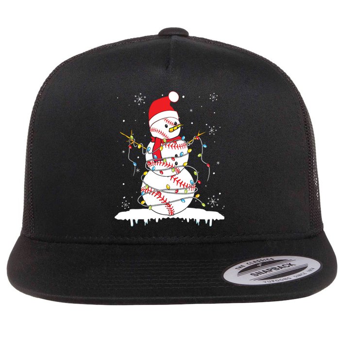 Baseball Snowman Santa Hat Christmas Baseball Player Gift Flat Bill Trucker Hat