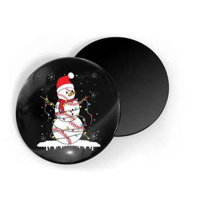 Baseball Snowman Santa Hat Christmas Baseball Player Gift Magnet