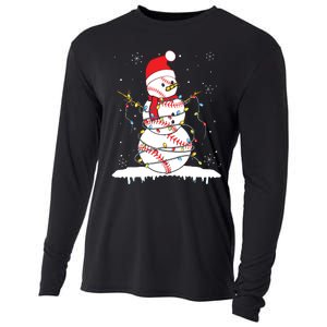 Baseball Snowman Santa Hat Christmas Baseball Player Gift Cooling Performance Long Sleeve Crew