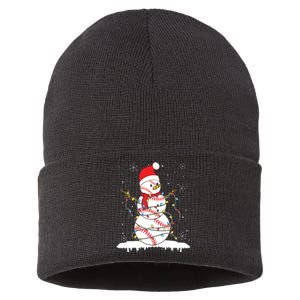 Baseball Snowman Santa Hat Christmas Baseball Player Gift Sustainable Knit Beanie