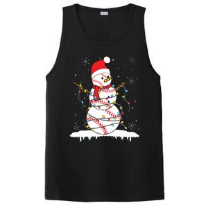 Baseball Snowman Santa Hat Christmas Baseball Player Gift PosiCharge Competitor Tank