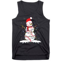 Baseball Snowman Santa Hat Christmas Baseball Player Gift Tank Top