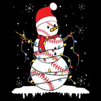 Baseball Snowman Santa Hat Christmas Baseball Player Gift Women's V-Neck T-Shirt