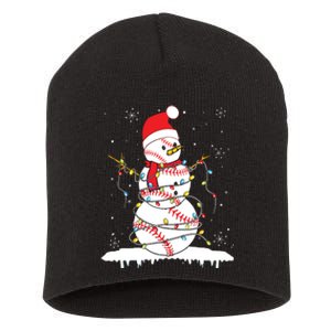 Baseball Snowman Santa Hat Christmas Baseball Player Gift Short Acrylic Beanie