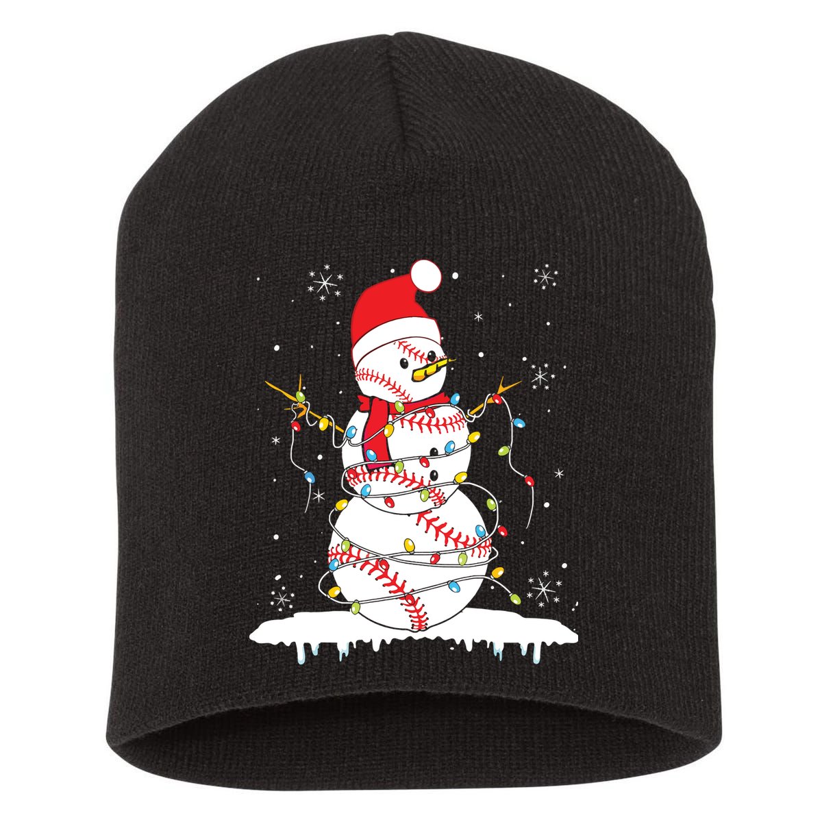 Baseball Snowman Santa Hat Christmas Baseball Player Gift Short Acrylic Beanie