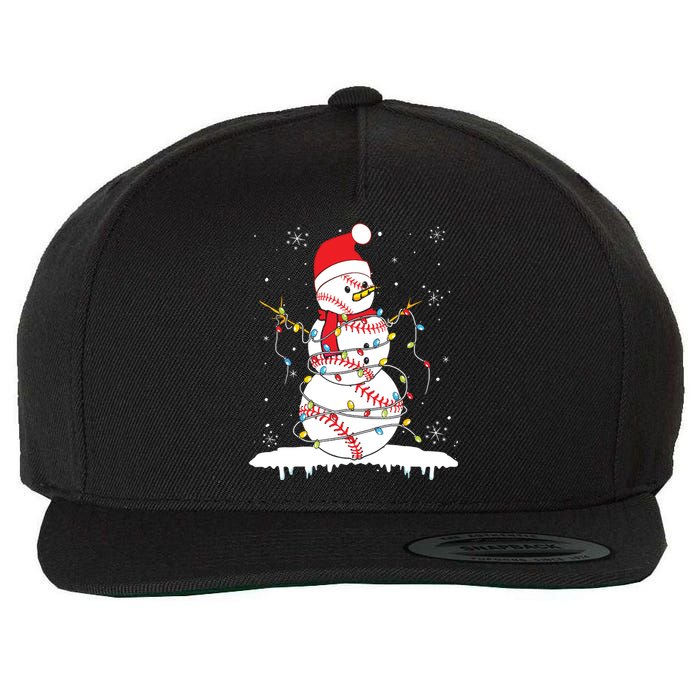 Baseball Snowman Santa Hat Christmas Baseball Player Gift Wool Snapback Cap