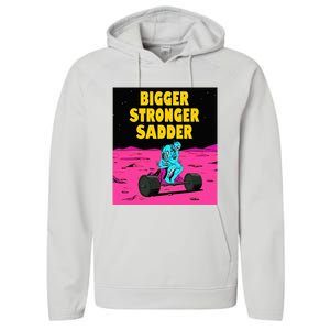 Bigger Stronger Sadder Weightlifting Bodybuilding Performance Fleece Hoodie