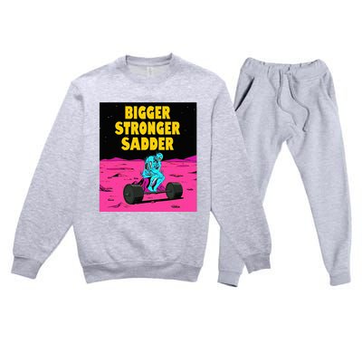 Bigger Stronger Sadder Weightlifting Bodybuilding Premium Crewneck Sweatsuit Set