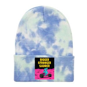 Bigger Stronger Sadder Weightlifting Bodybuilding Tie Dye 12in Knit Beanie