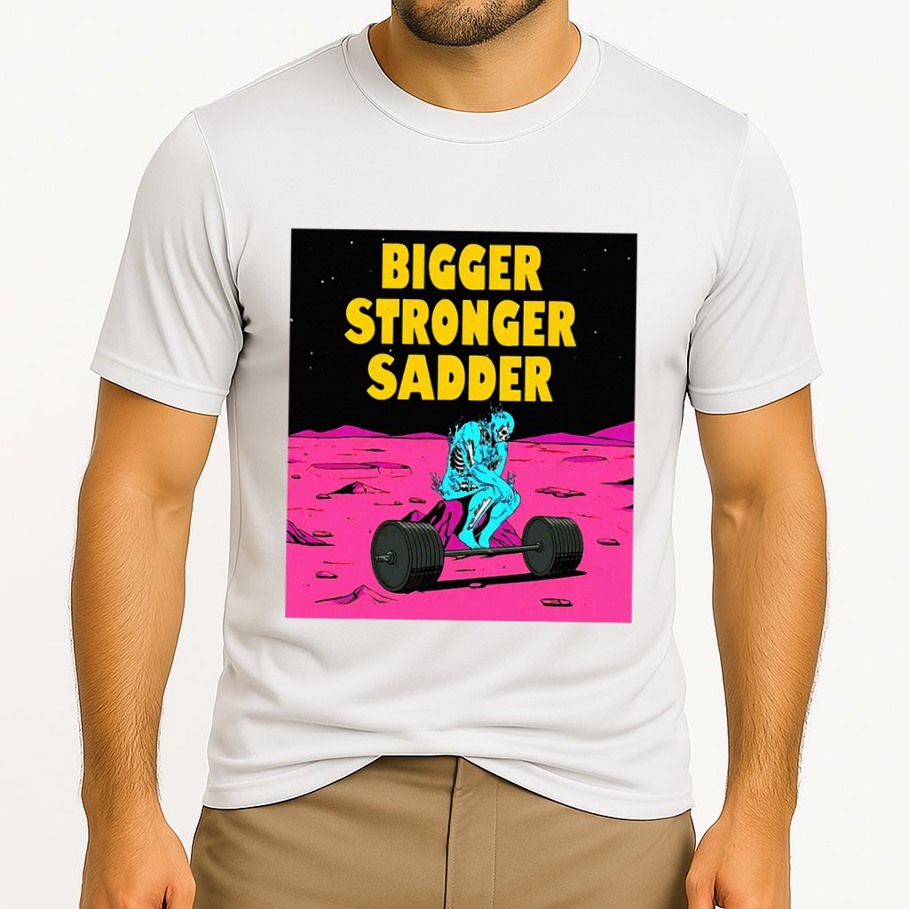 Bigger Stronger Sadder Weightlifting Bodybuilding Performance Shirt