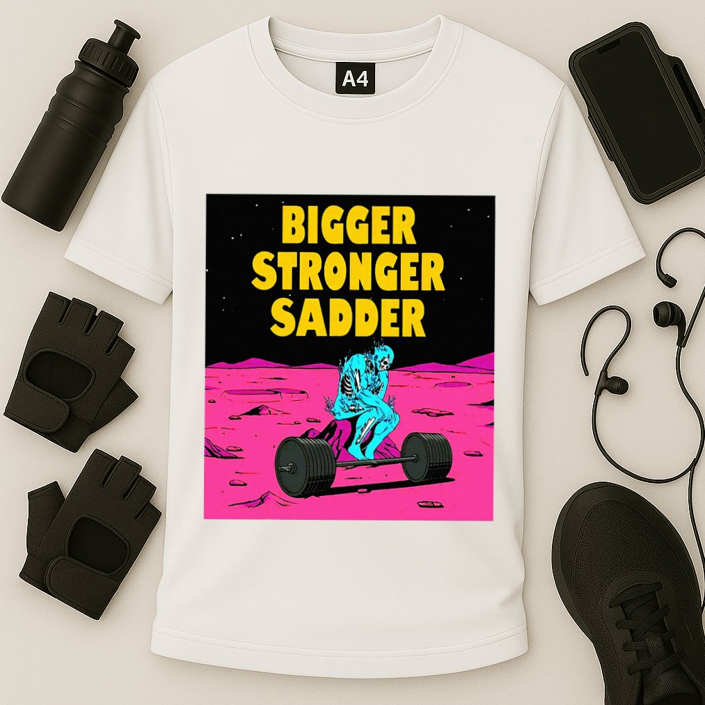 Bigger Stronger Sadder Weightlifting Bodybuilding Performance Shirt