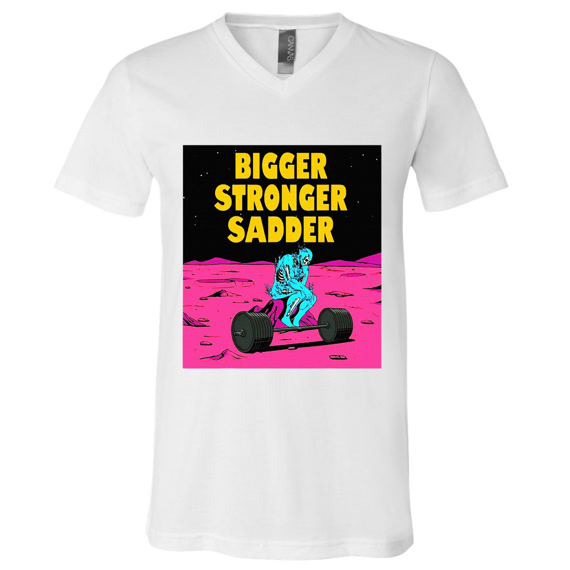 Bigger Stronger Sadder Weightlifting Bodybuilding V-Neck T-Shirt