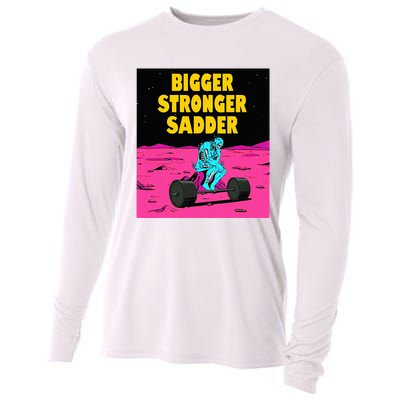 Bigger Stronger Sadder Weightlifting Bodybuilding Cooling Performance Long Sleeve Crew