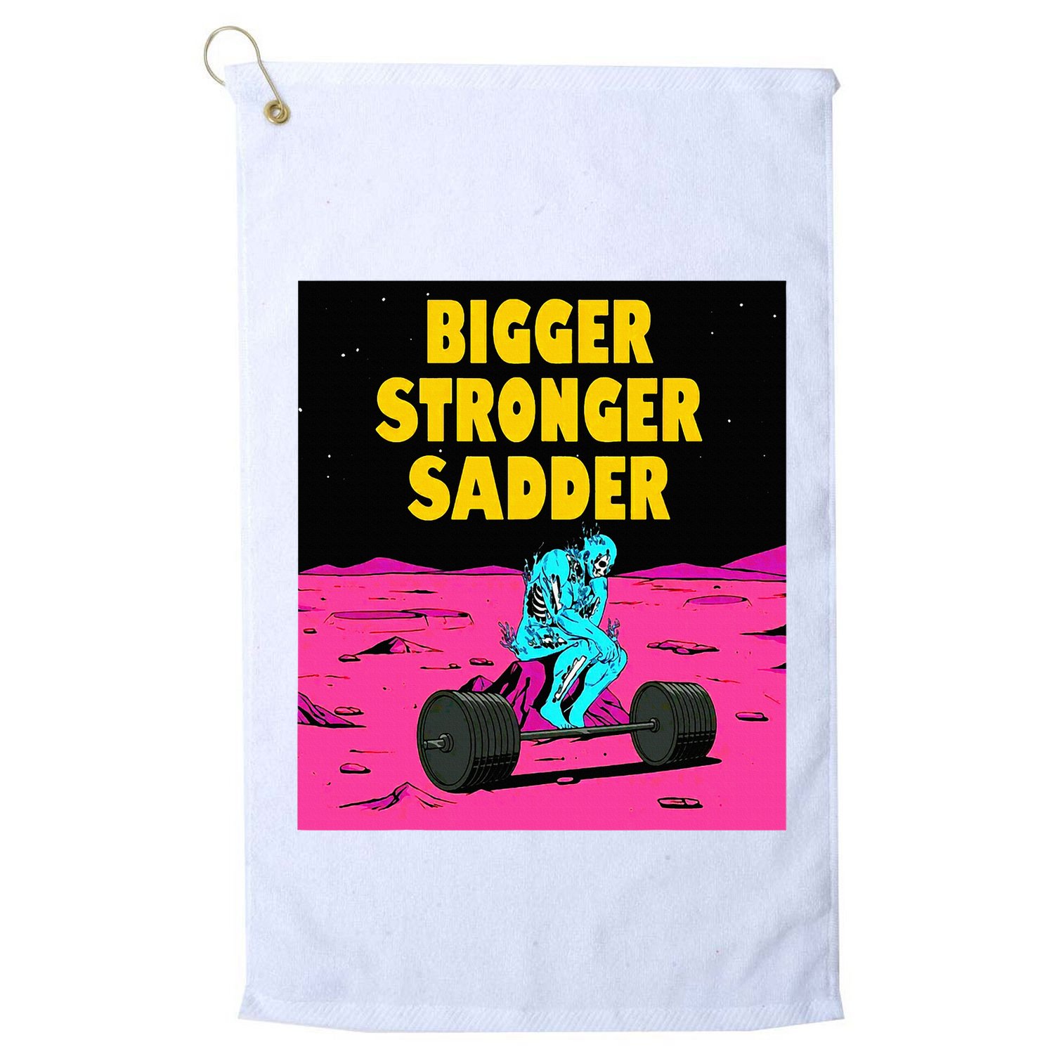 Bigger Stronger Sadder Weightlifting Bodybuilding Golf Towel