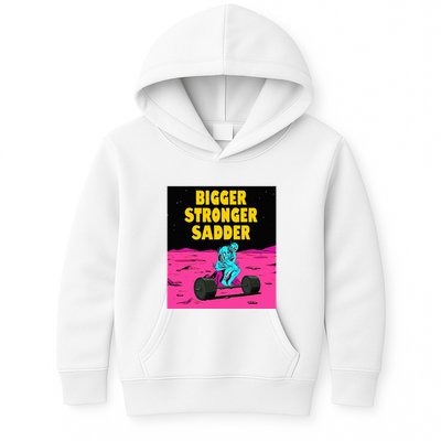 Bigger Stronger Sadder Weightlifting Bodybuilding Kids Hoodie