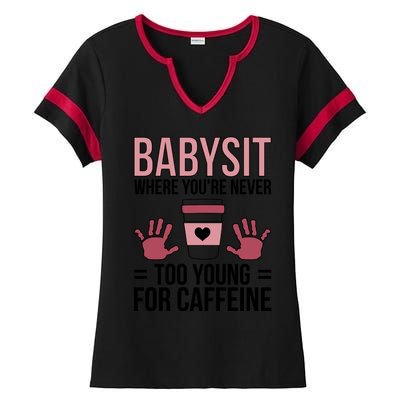 Babysit Sitter Sitting Sitters Cute Gift Ladies Halftime Notch Neck Tee