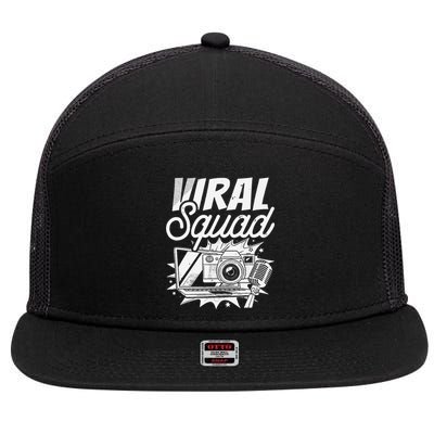 Blogger Squad Social Media Content Creator Blog Blogging 7 Panel Mesh Trucker Snapback Hat