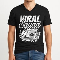 Blogger Squad Social Media Content Creator Blog Blogging V-Neck T-Shirt