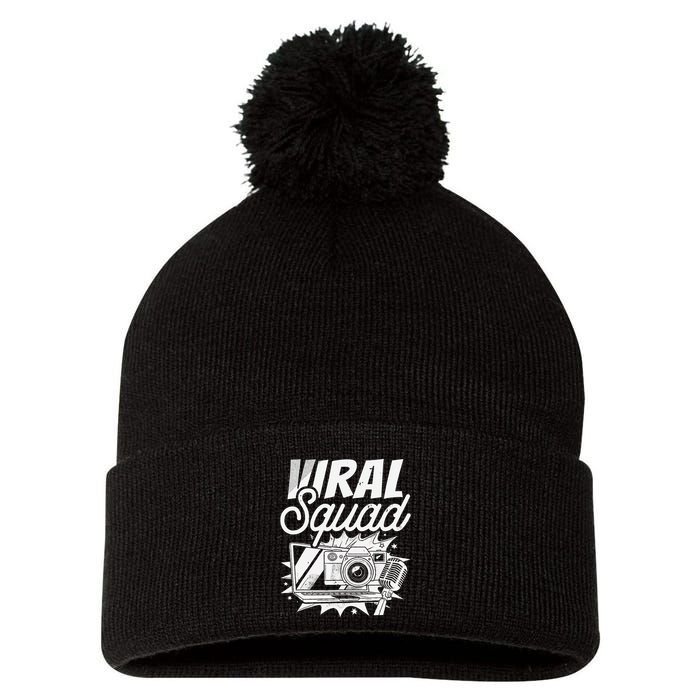 Blogger Squad Social Media Content Creator Blog Blogging Pom Pom 12in Knit Beanie