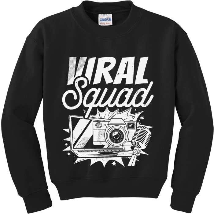Blogger Squad Social Media Content Creator Blog Blogging Kids Sweatshirt