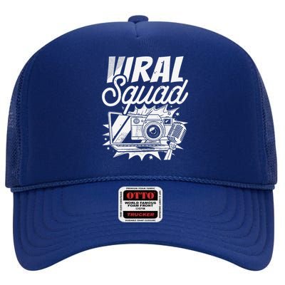 Blogger Squad Social Media Content Creator Blog Blogging High Crown Mesh Back Trucker Hat